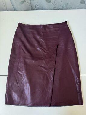 Ann Taylor Faux Leather Pencil Skirt in Deep Burgundy